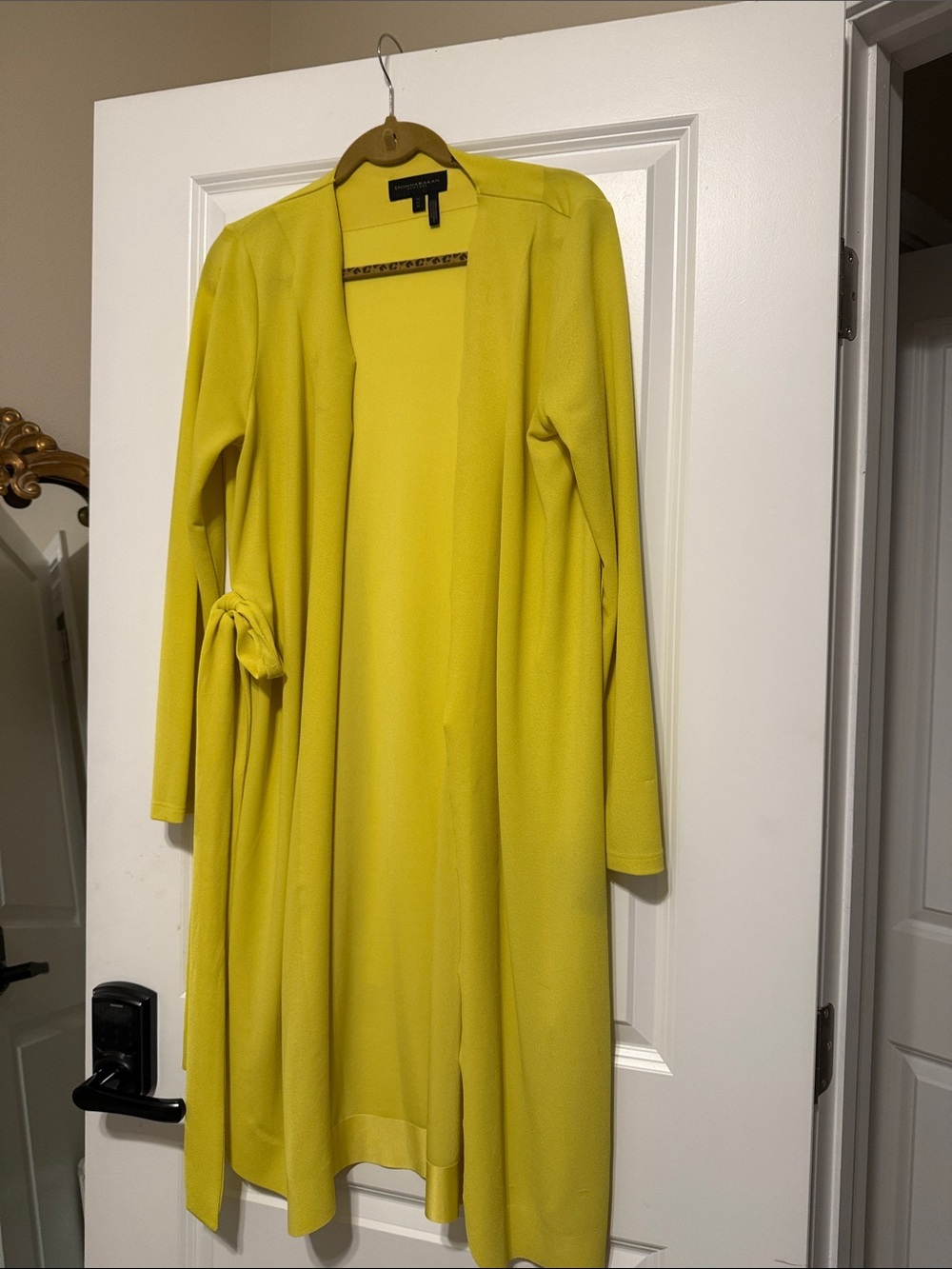 Donna Karan Yellow Open-Front Long Cardigan